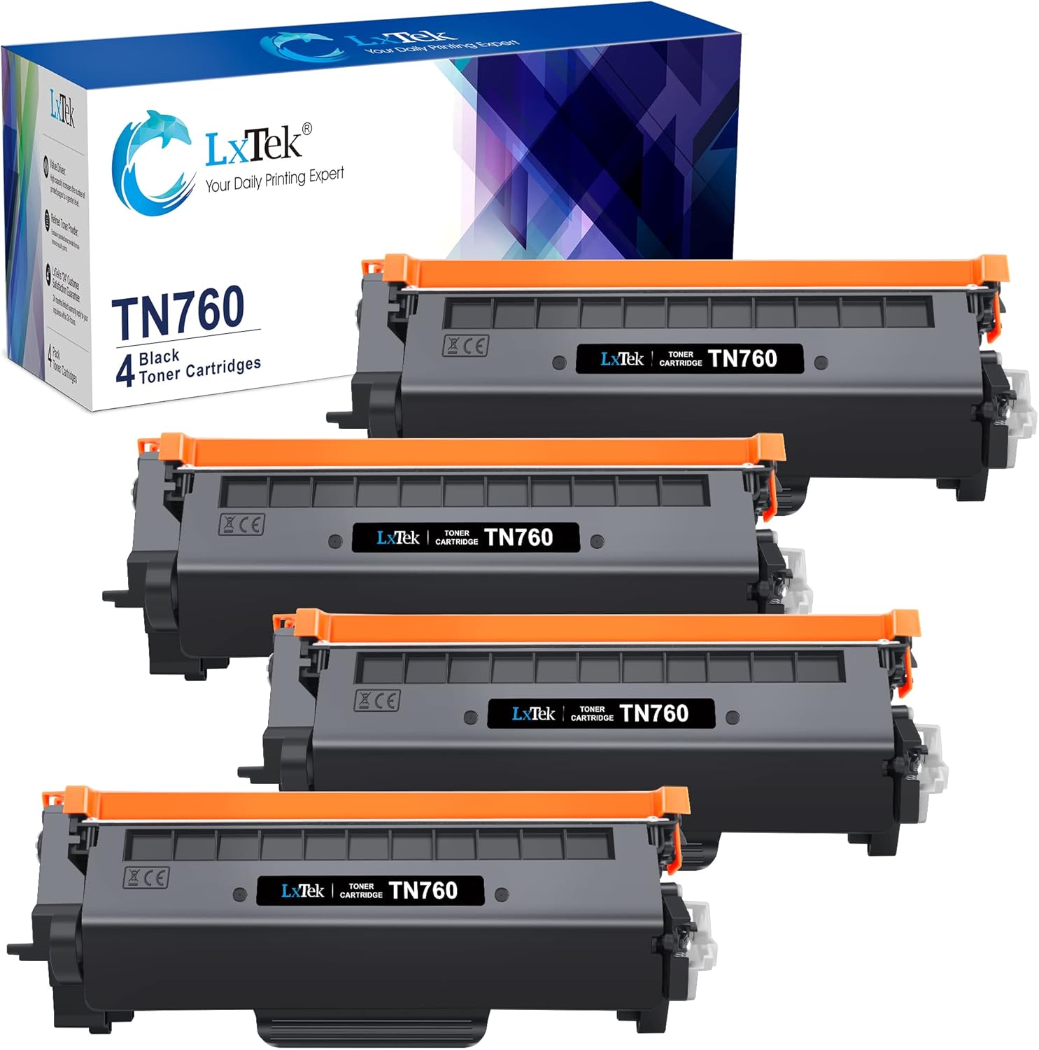 Compatible Toner Cartridge Replacement for Brother TN760 TN730, Black, 4 Pack Z129195