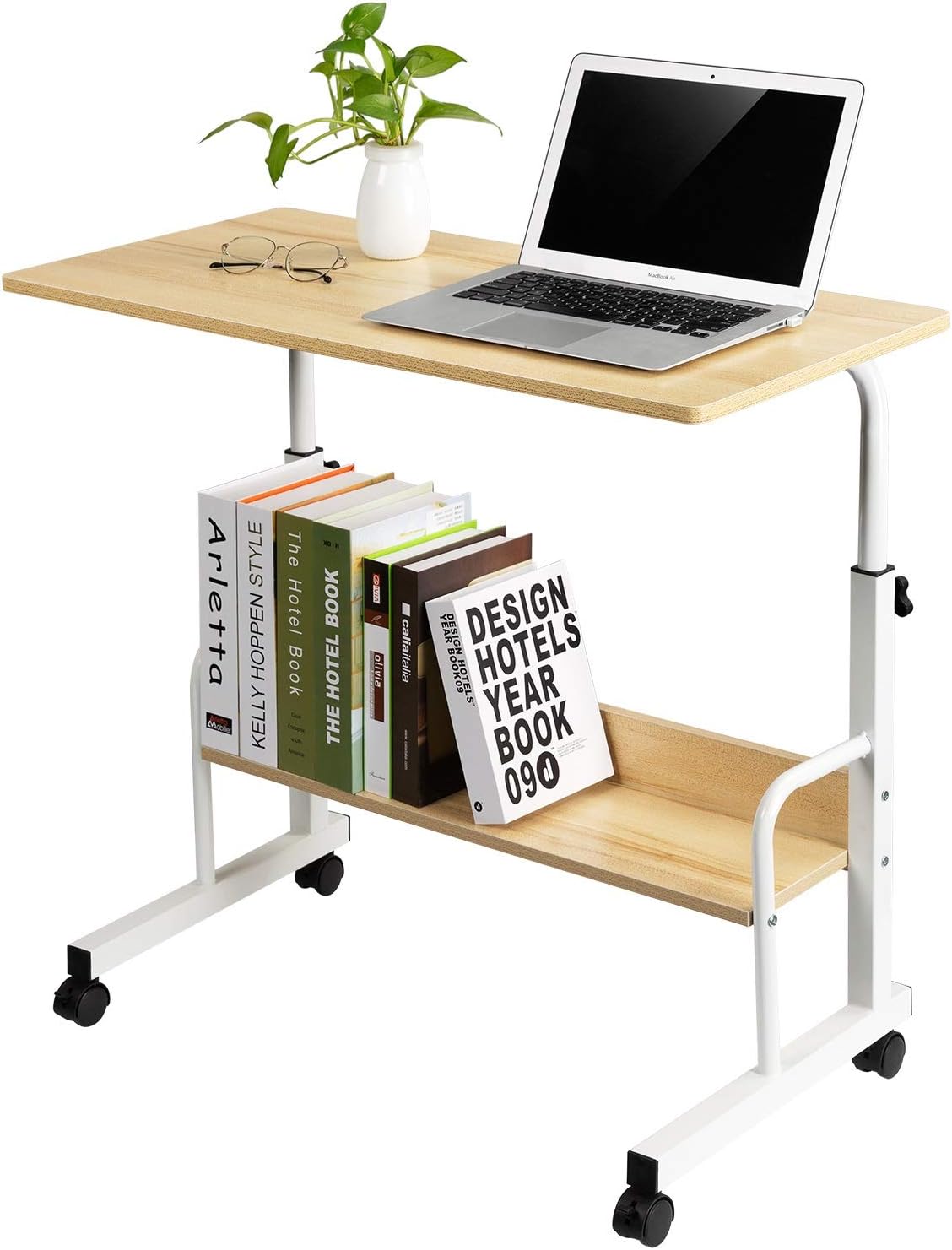 Black Mobile Side Table with Wheels X676818