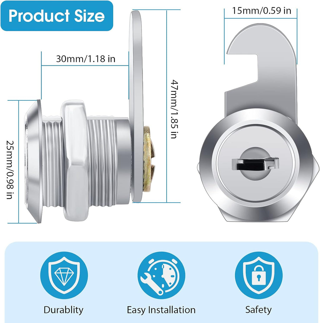 16 Pieces Zinc Alloy Cylinder Cam Lock with 32 Keys Q337389