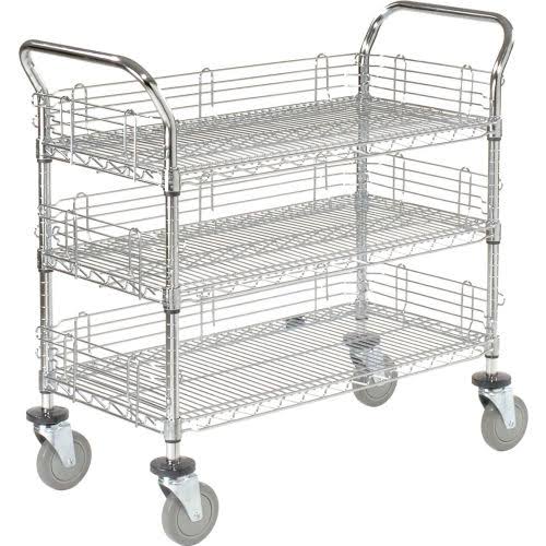Chrome 3 Shelf Utility Cart with Polyurethane Casters F81874