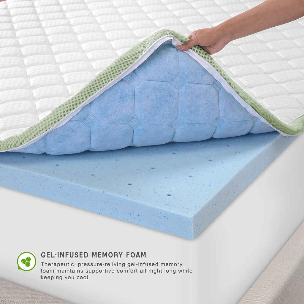 White Full Quilted Memory Foam Mattress Topper L518