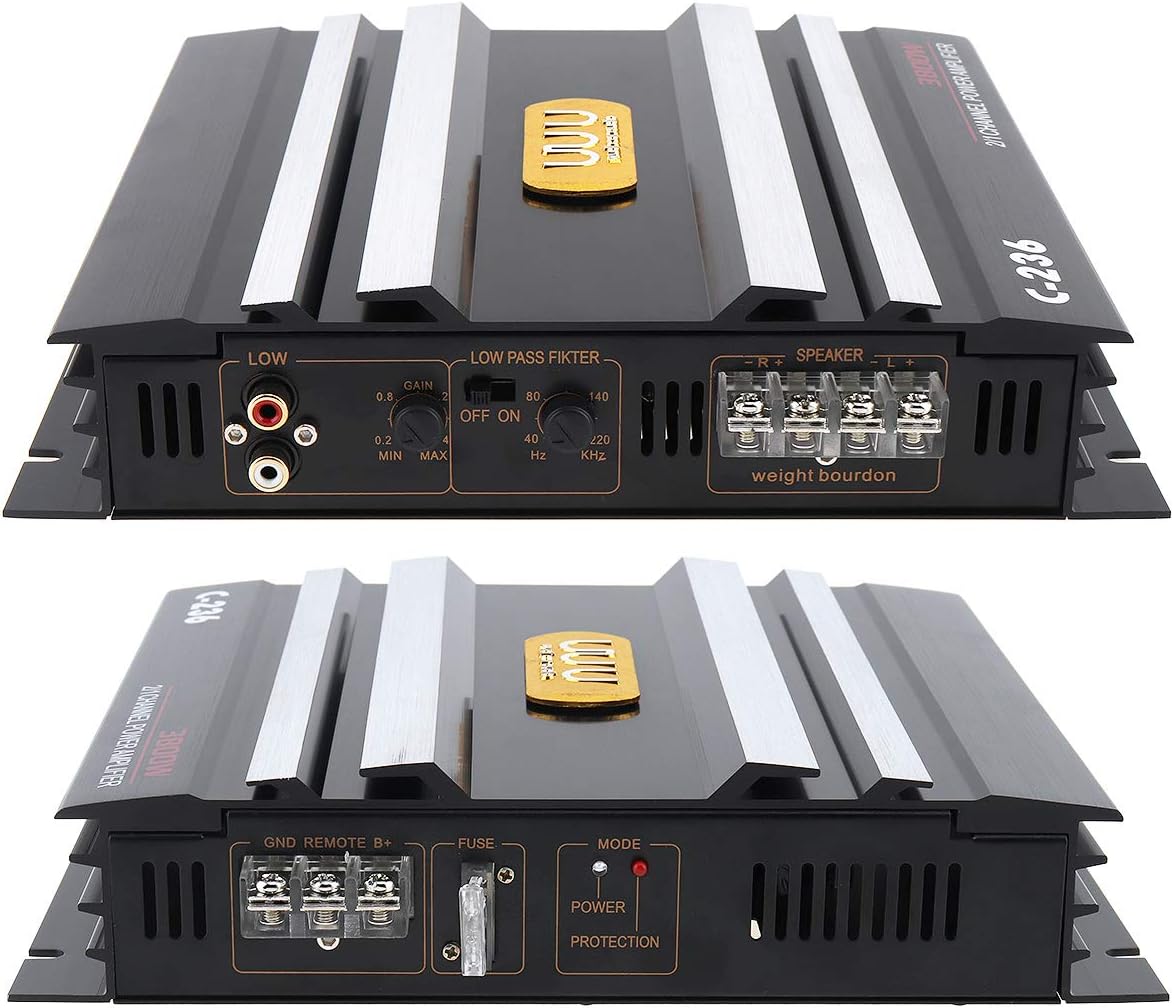 3800W 2 Channel Car Audio Amplifier Aluminum Alloy, Pack of 2 V101749
