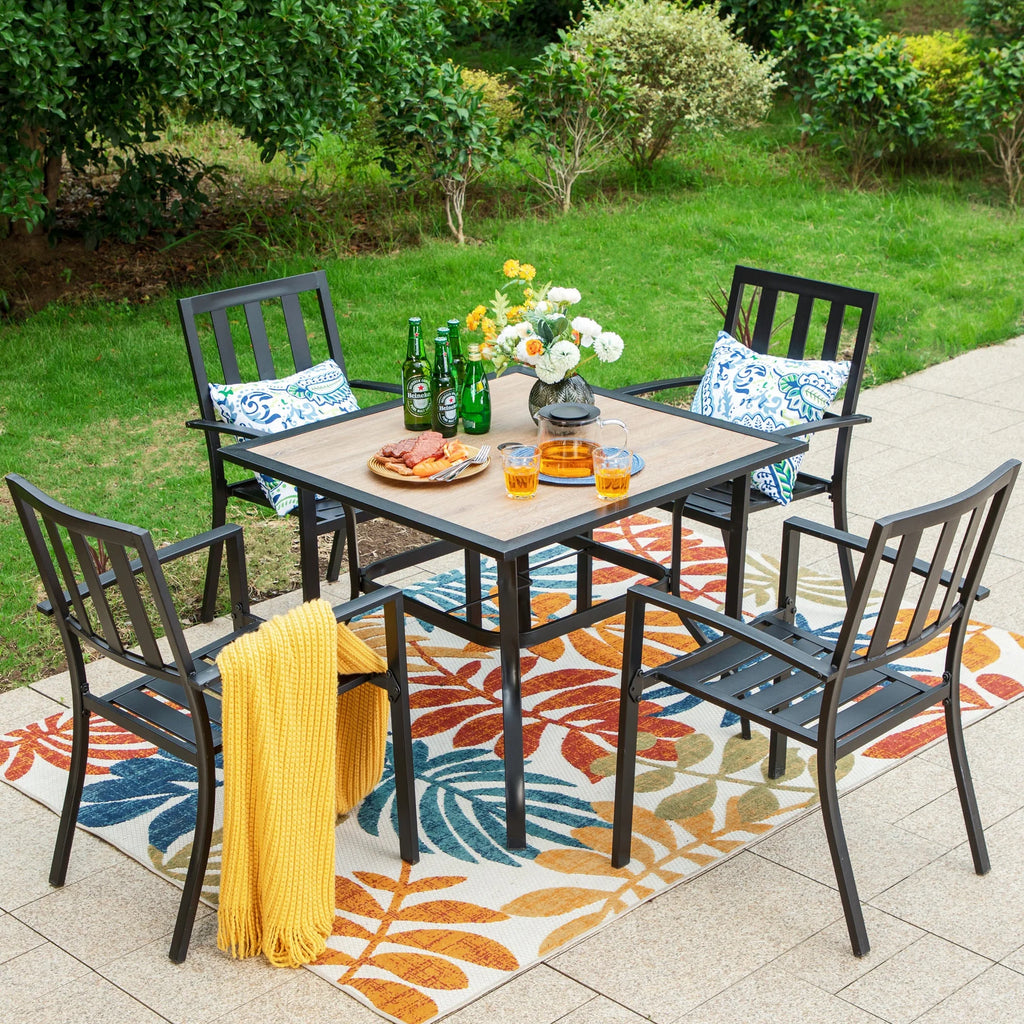 Black Metal Patio Dining Chairs, Set of 2 K166591