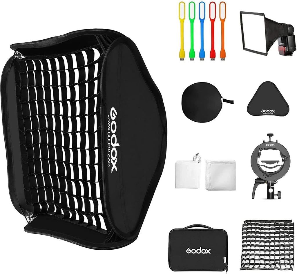 24x24inch Foldable Flash Softbox with Bowens Mount and Carrying Case, Pack of 2 E7021