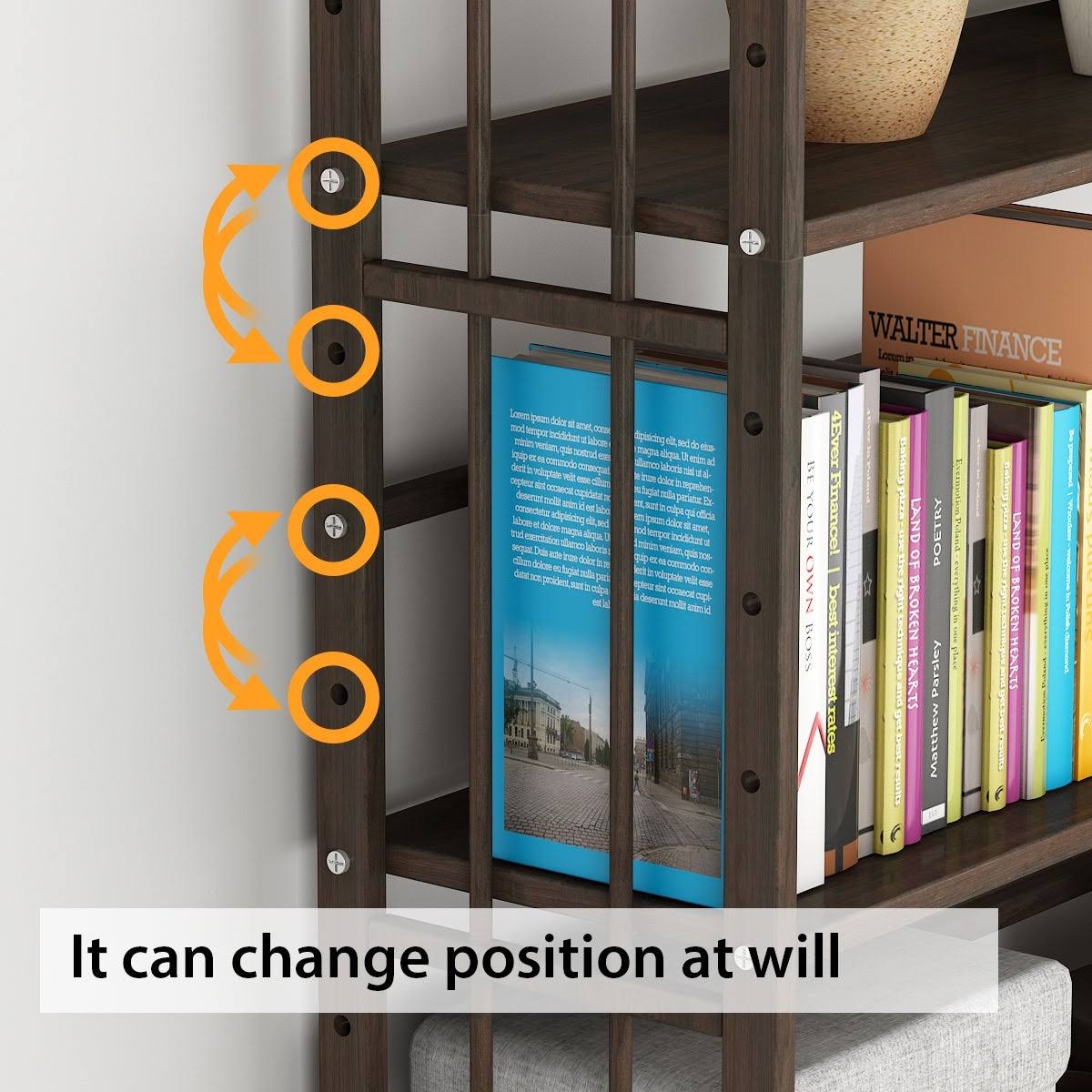 Solid Wood Etagere Bookcase Bookshelf R919495