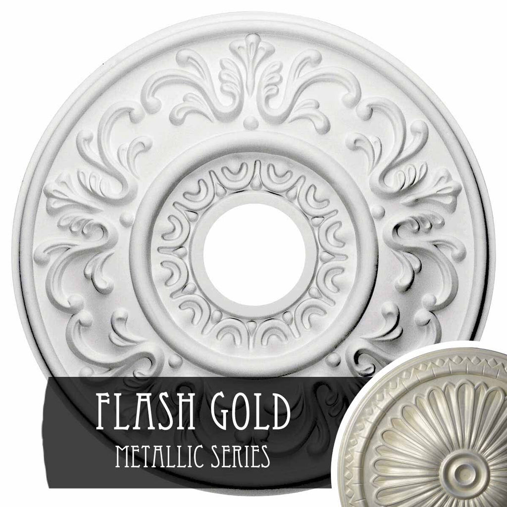 18 inchod x 3 1/2 inchid x 1 inchp Hand-Painted Flash Gold Ceiling Medallion T840033