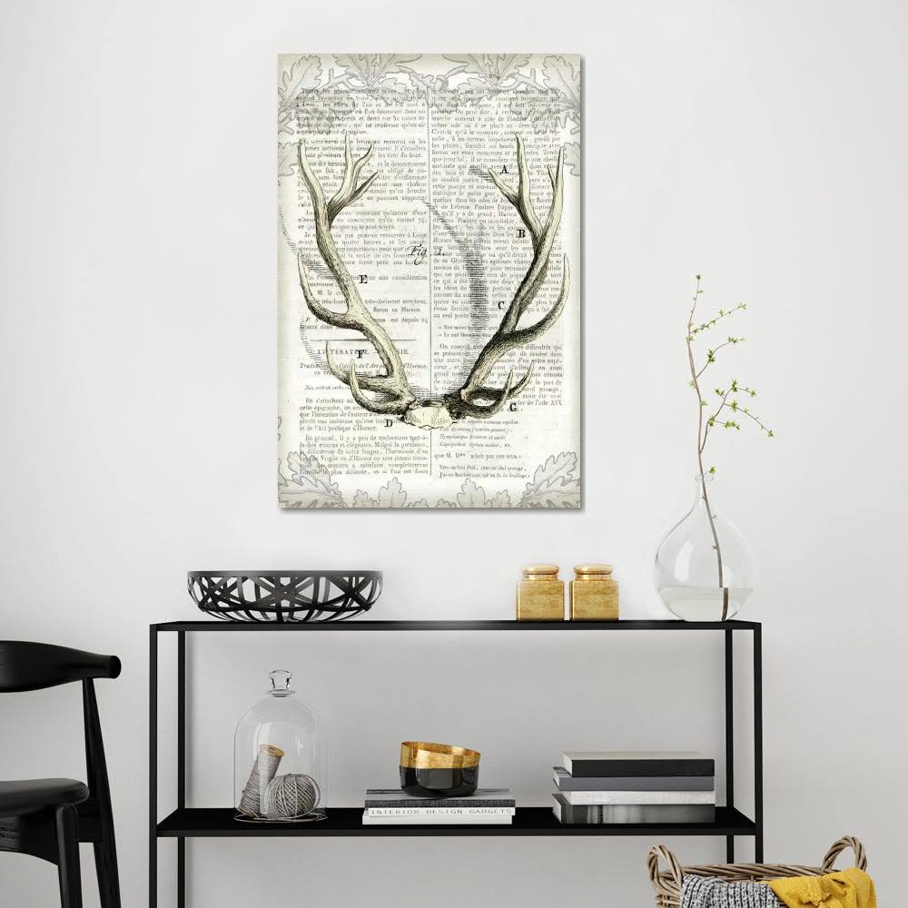 Regal Antlers on Newsprint I Y809