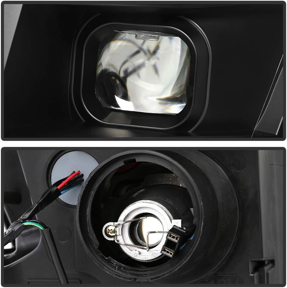 Black Housing Smoked Lens LED Tube Dual Projector Headlights D24483