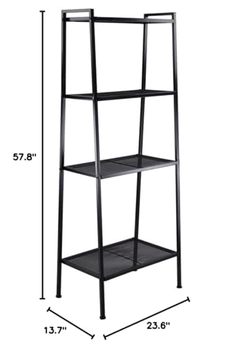 Black 4 Tier Metal Ladder Bookshelf K676