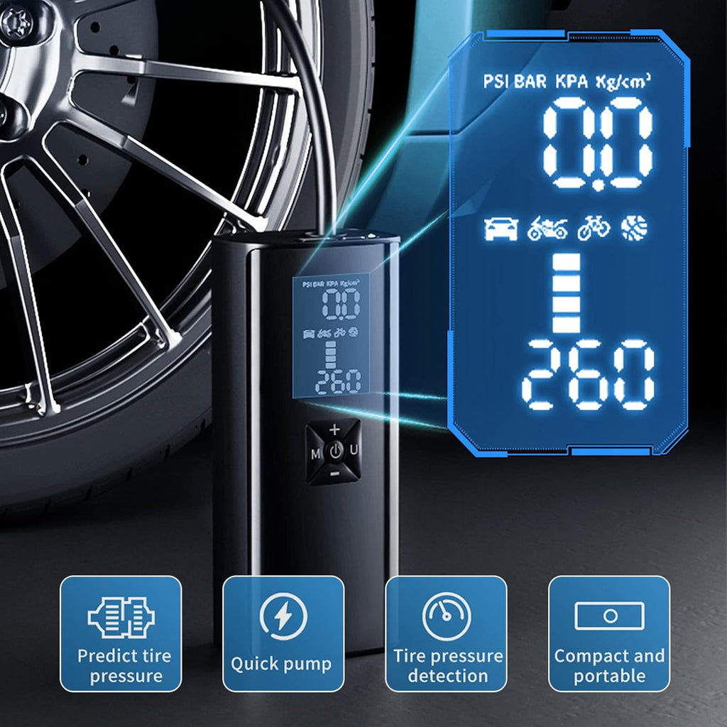 Cordless 150 PSI 6000mAh Rechargeable Tire Pump with Pressure Gauge and LED Light, Pack of 2 I493