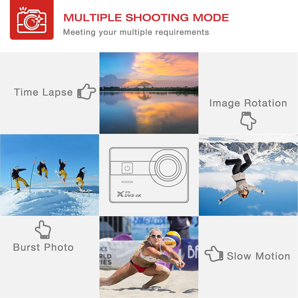 4K Waterproof Action Camera with 2 Batteries R834046