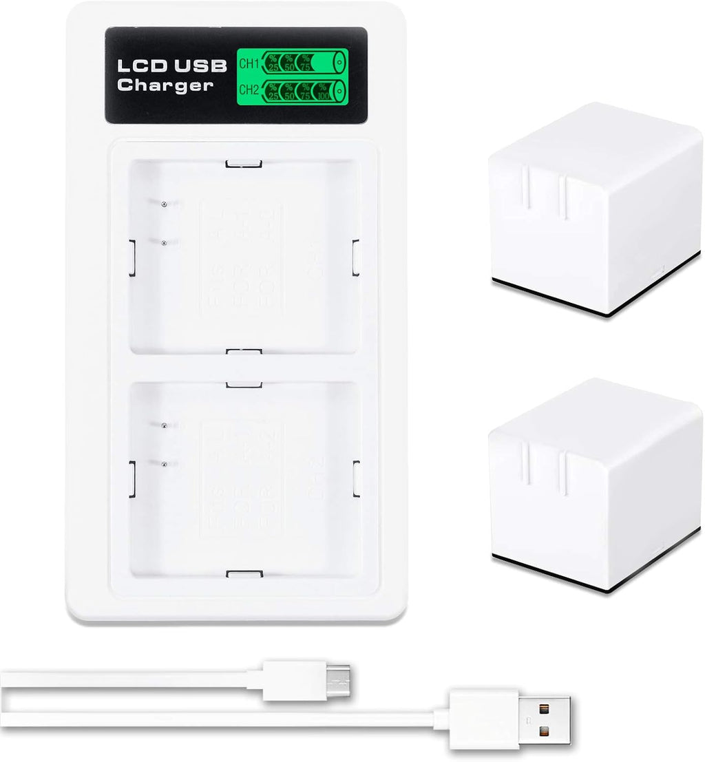2-Pack Rechargeable Camera Battery 2440mAh with Dual LCD USB Port Charger X957060