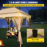 11x11ft 2-Tier Steel Patio Gazebo Canopy with Netting D6378