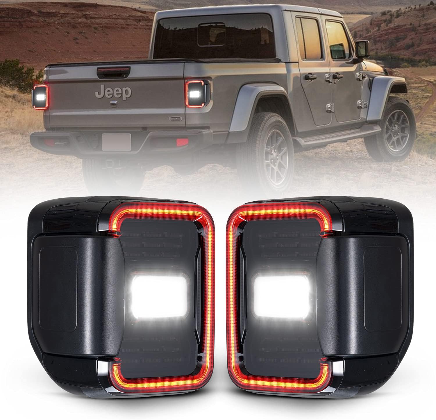 Smoked LED Tail Lights Assembly for Jeep Gladiator JT 2020 2021, 2pcs G856930