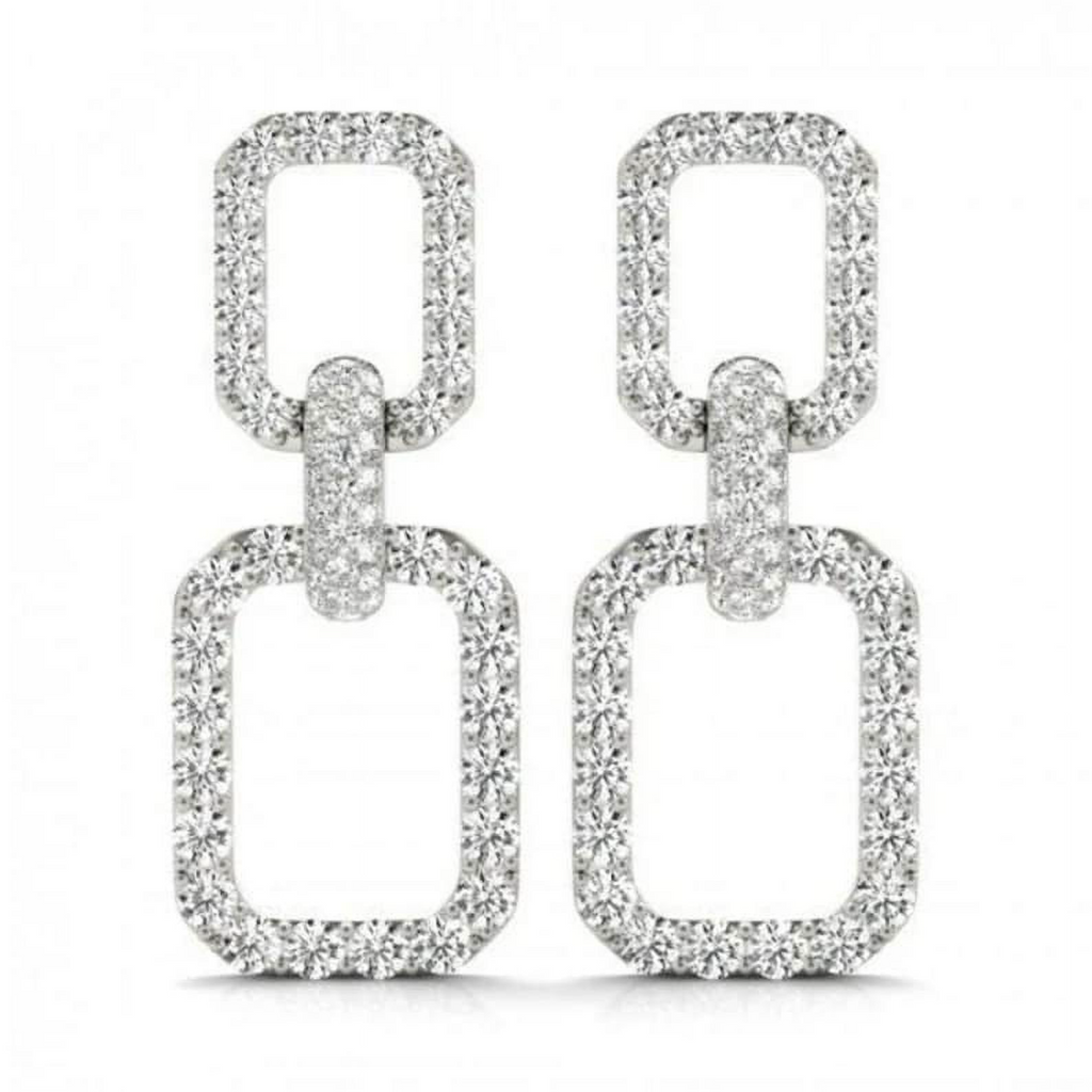 14K White Gold Drop Earrings U7030