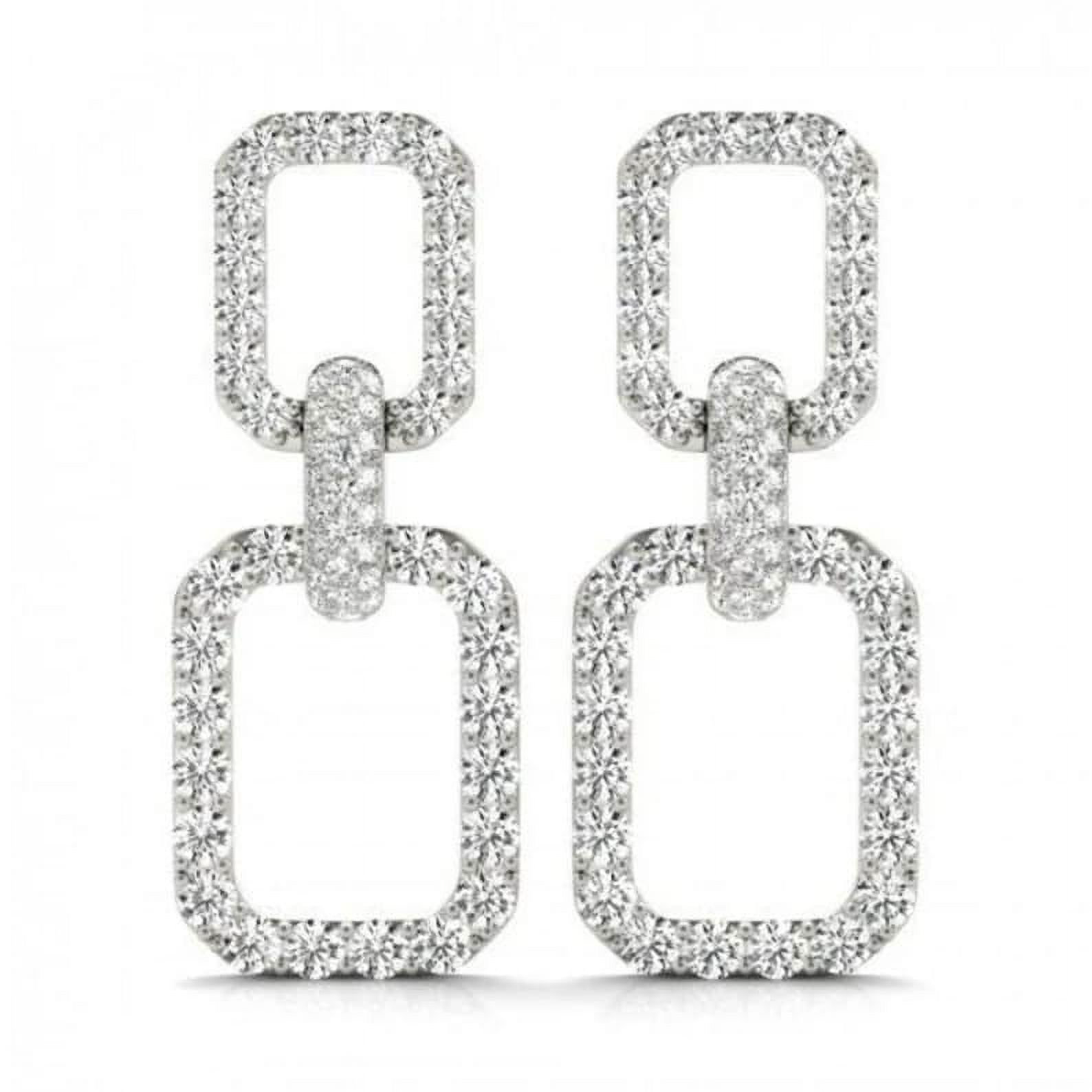 14K White Gold Drop Earrings U7030