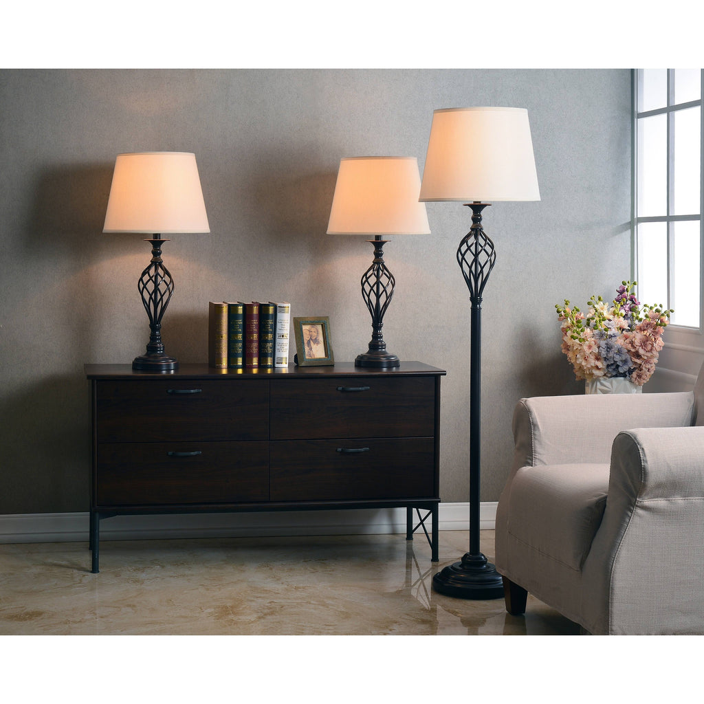 Rubbed Bronze Twist Base Lamps (Set of 3) P663