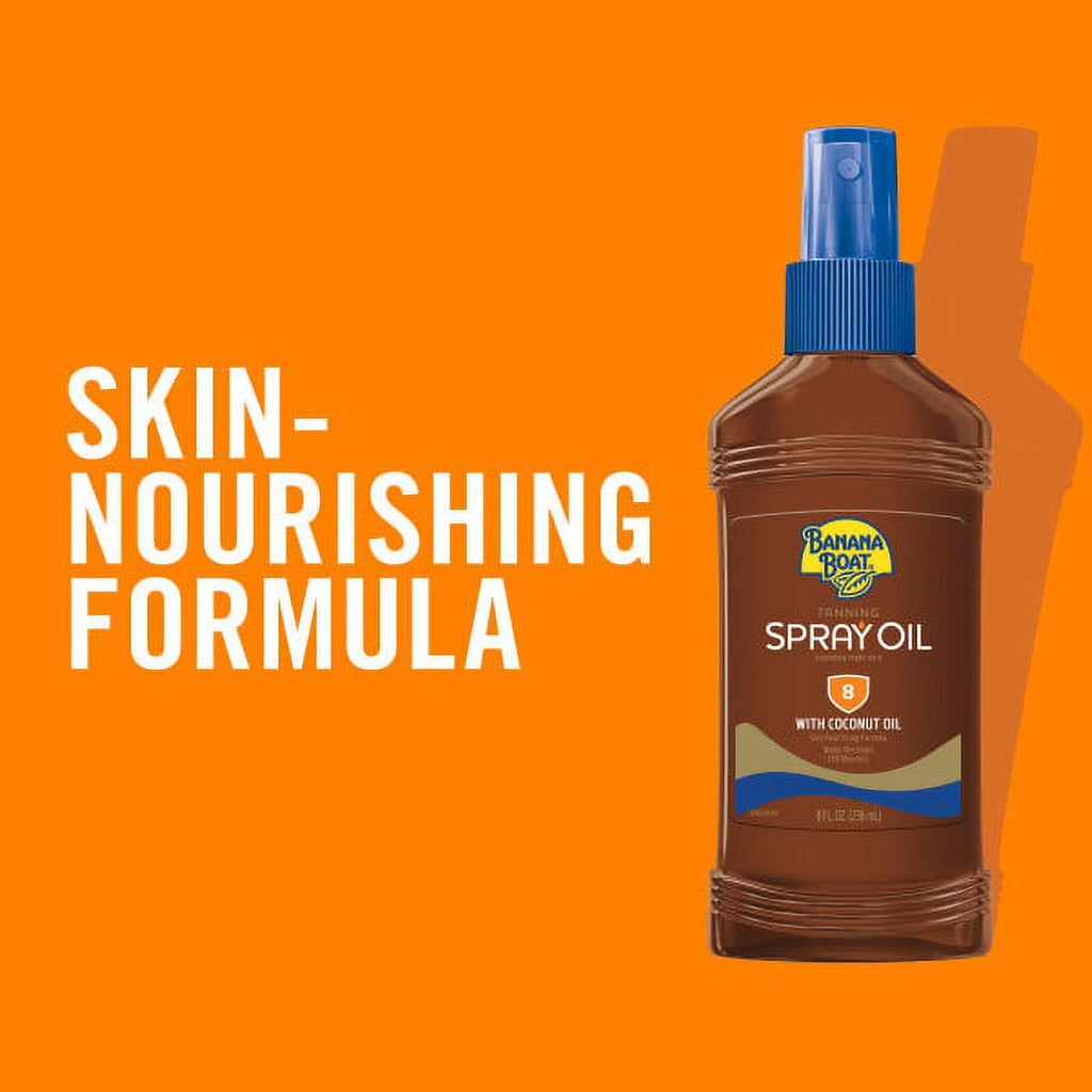 Deep Tanning Oil Pump Spray Sunscreen SPF 8 - 8 Ounces (Pack of 3) N502