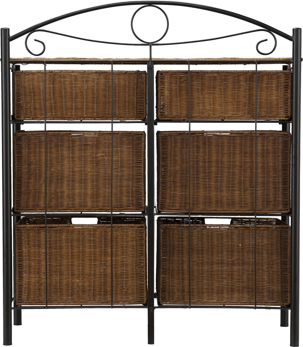 Black/Brown Iron/Wicker Storage Chest F5999
