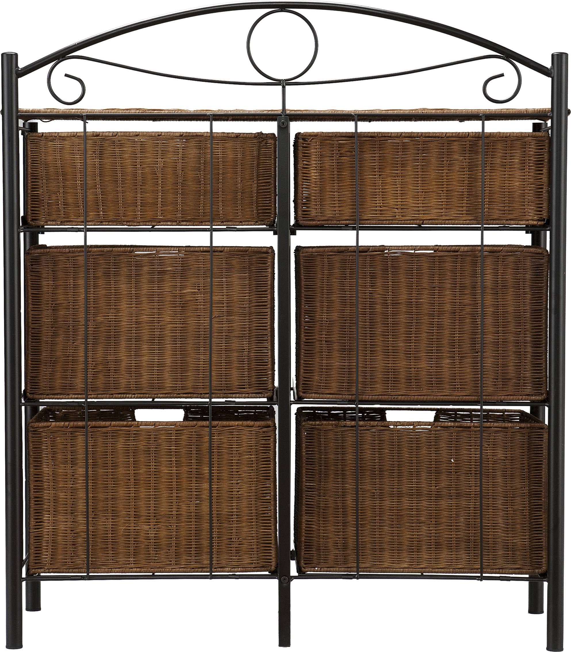 Black/Brown Iron/Wicker Storage Chest F5999