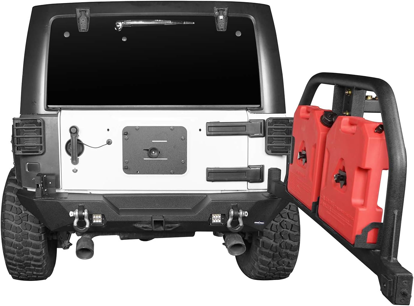 Rear Bumper & Spare Tire Carrier with Oil Drum Holder & Receiver Hitches G196813