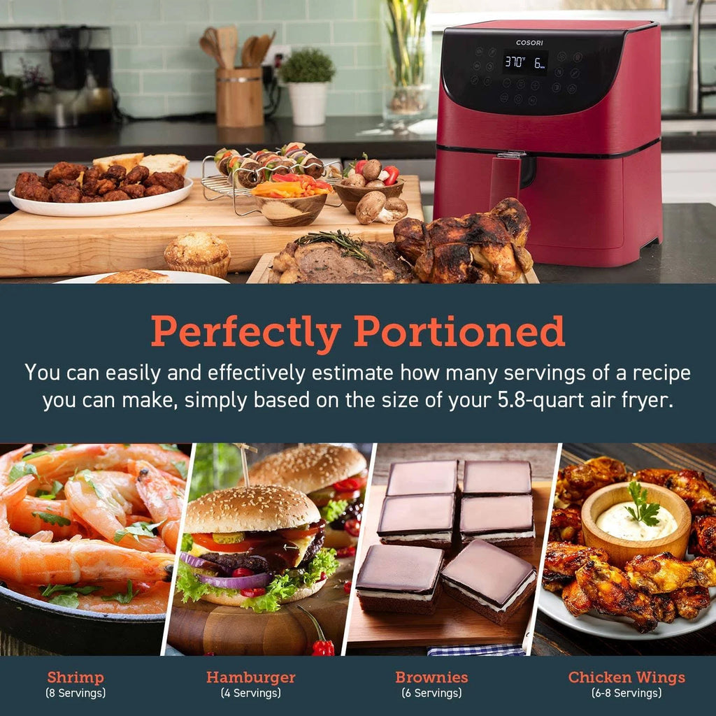 5.8QT Electric Air Fryer Oven with Rack and 5 Skewers T294377