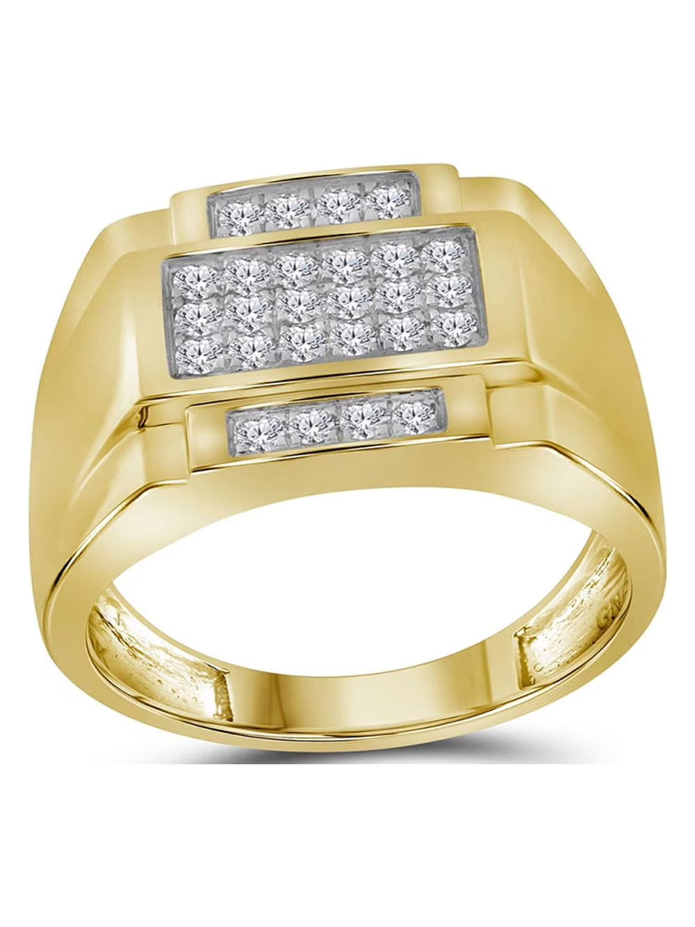 10kt Yellow Gold Mens Diamond Cluster Ring R77496