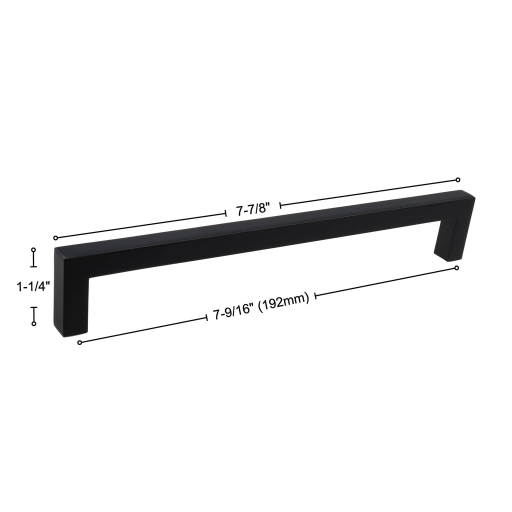 Matte Black Solid Square Cabinet Bar Pull Handles 7-9/16x22 Center Pack of 25 G29582