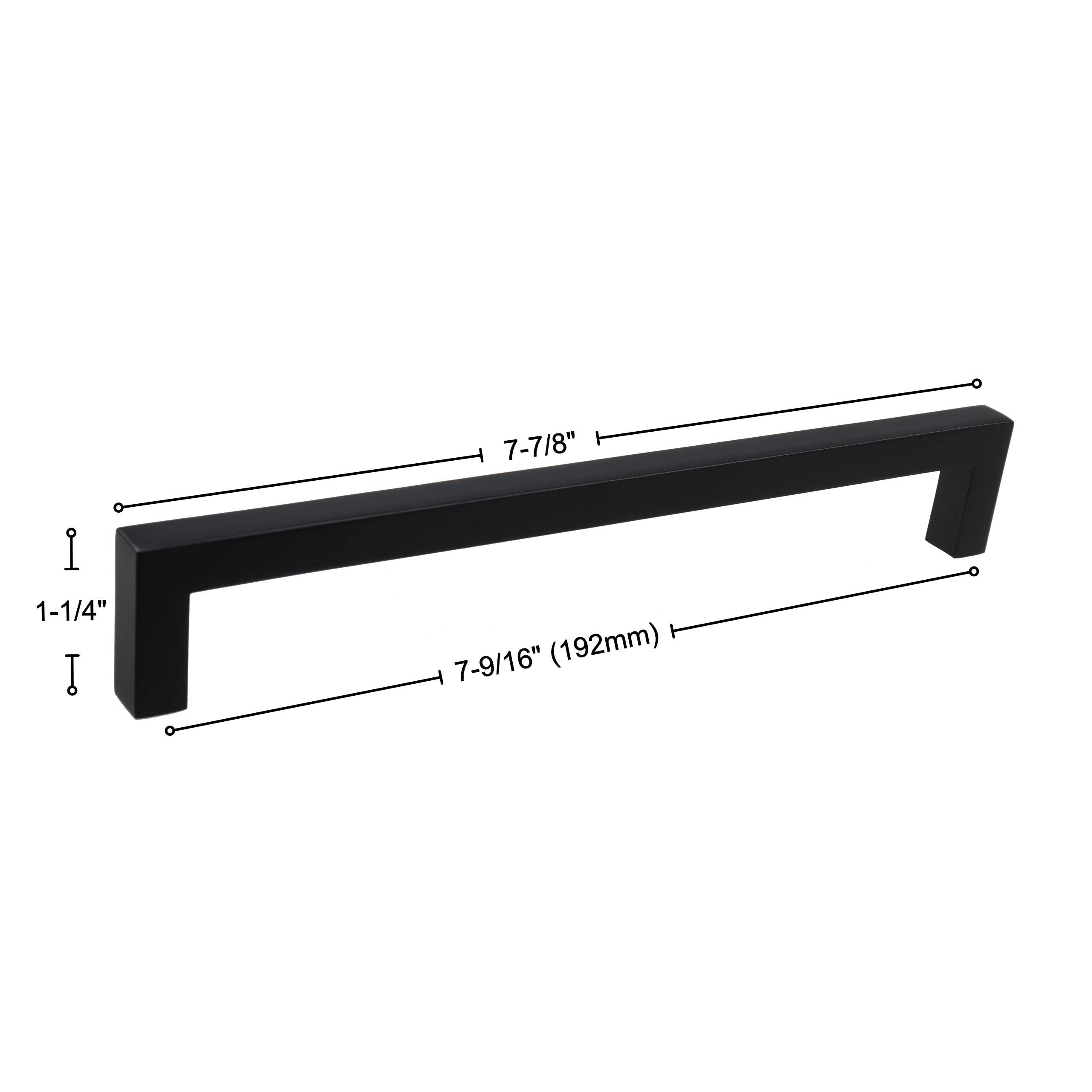 Matte Black Solid Square Cabinet Bar Pull Handles 7-9/16x22 Center Pack of 25 G29582