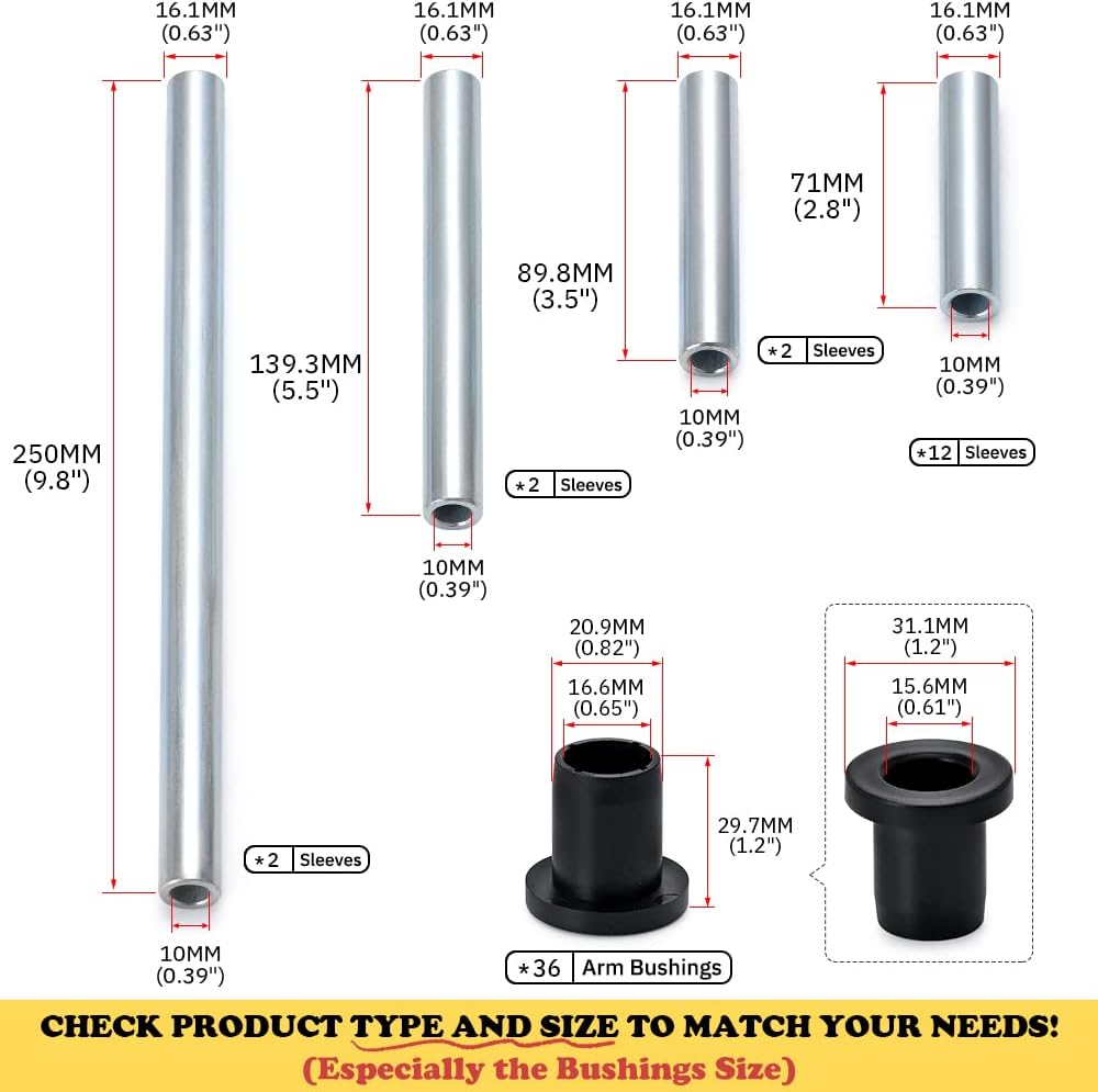 A-Arm Bushing Kit Complete Set of Front and Rear Bushings Pack of 2 X774