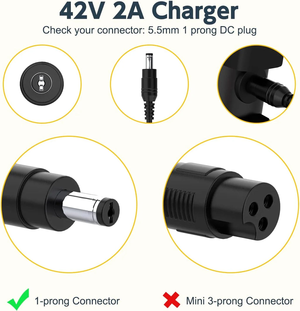 42V Charger DC Output 2 Amp for Electric Scooter Battery Pack T1613