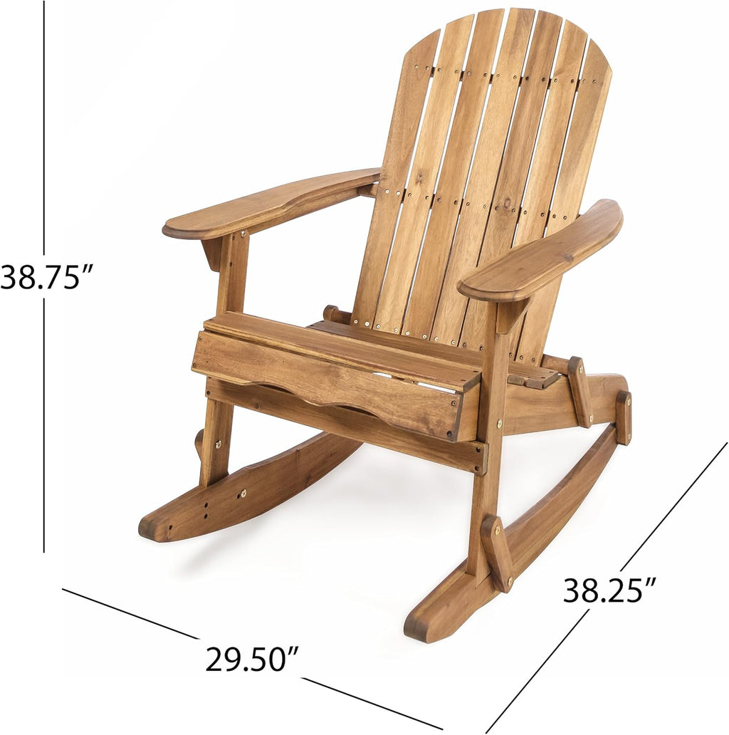 Natural Stained Acacia Wood Adirondack Rocking Chairs, 2-Pcs Set F547