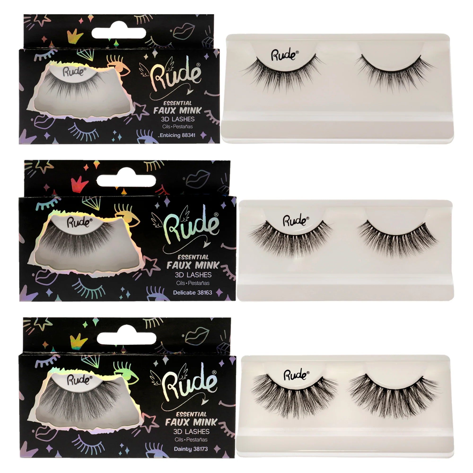 Faux Mink 3D Lashes Kit, 3 Pc Kit Pair Lashes O5699
