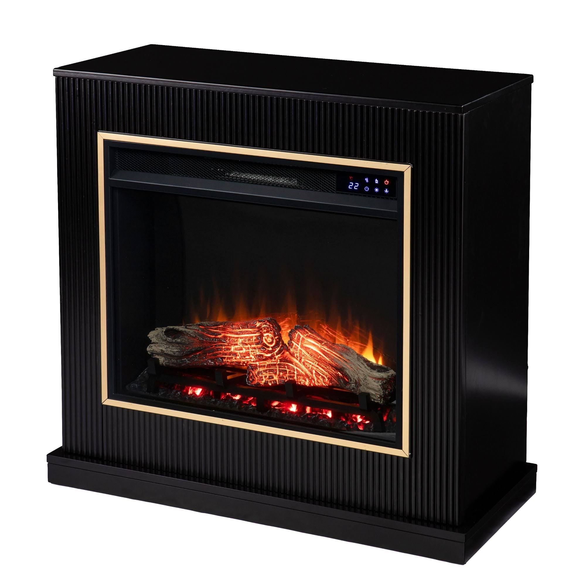 Contemporary Wood Electric Fireplace in Black B728237