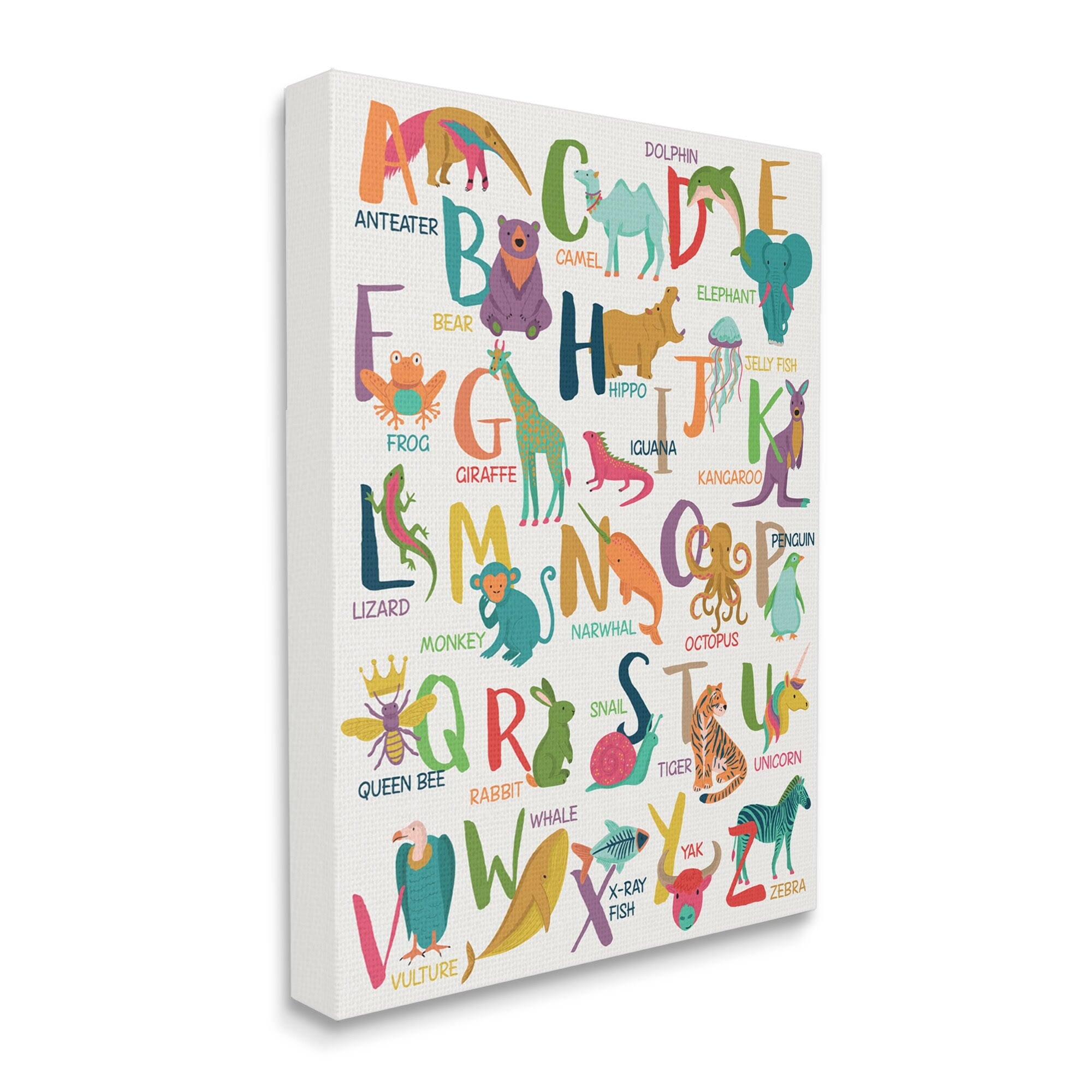 Joyful Animal Alphabet Kid's Playful ABC Typography, 36 x 48 E99613