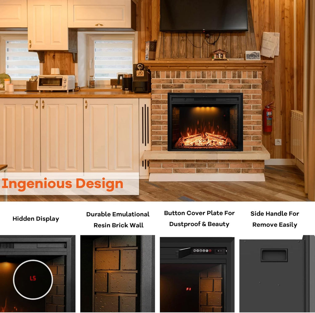 Black 30 inch Electric Fireplace with Remote Control V88391