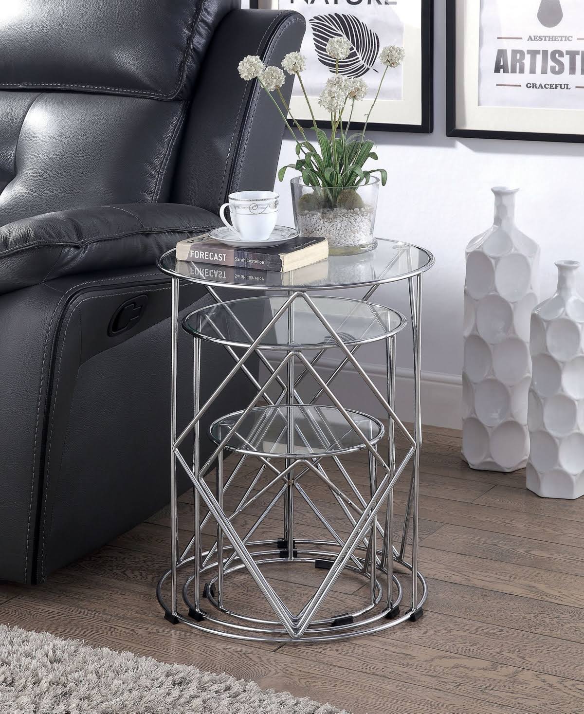3 Piece Round Nesting Table Set T77540