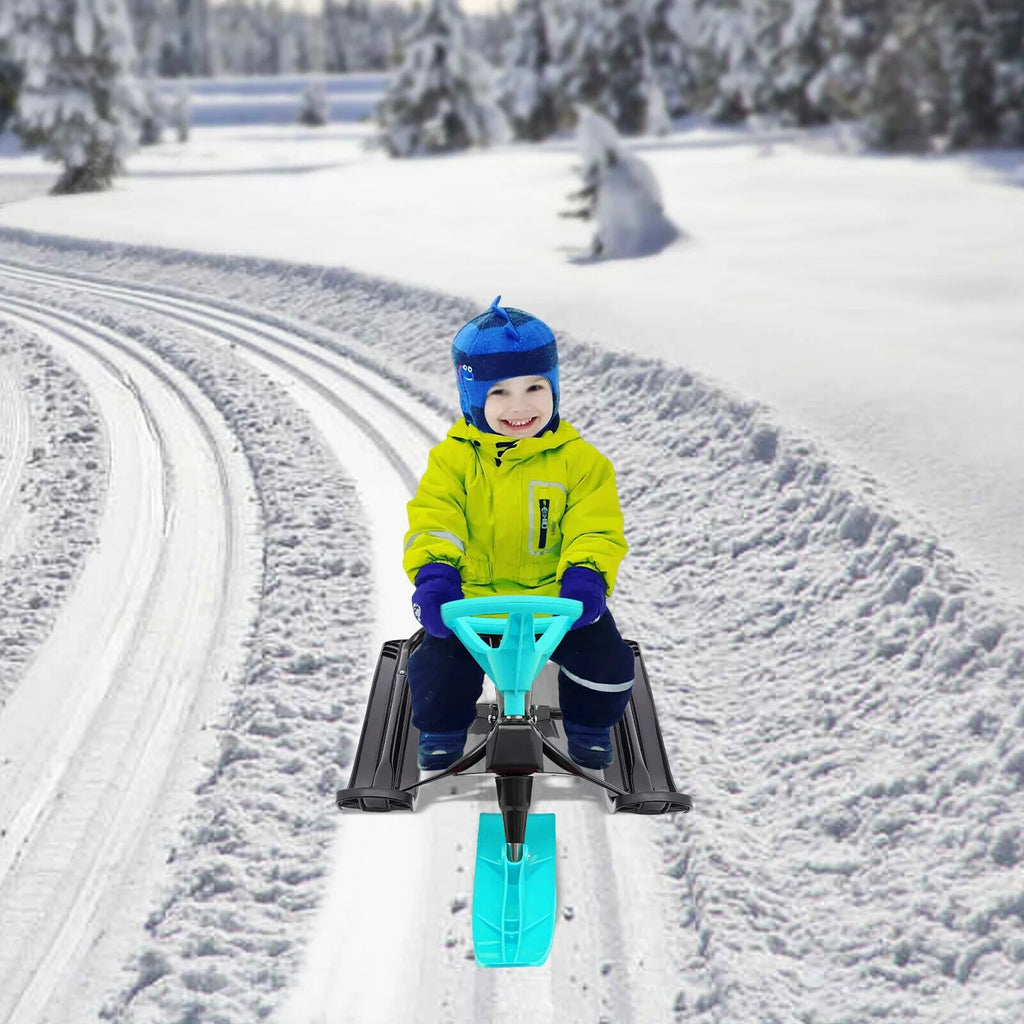 Green Snow Racer Sled Twin Brakes Winter Sports 44.88*19.69*15in A69976