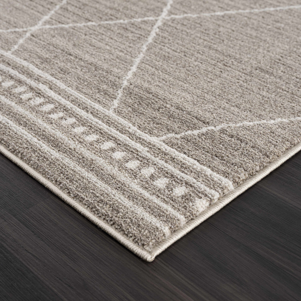 Brown White Runner Rug J248302