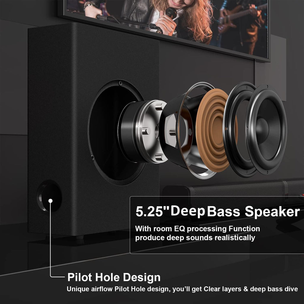 2.1 CH Sound Bar with Subwoofer 240W 3D Surround Sound Home Theater Audio System E3728