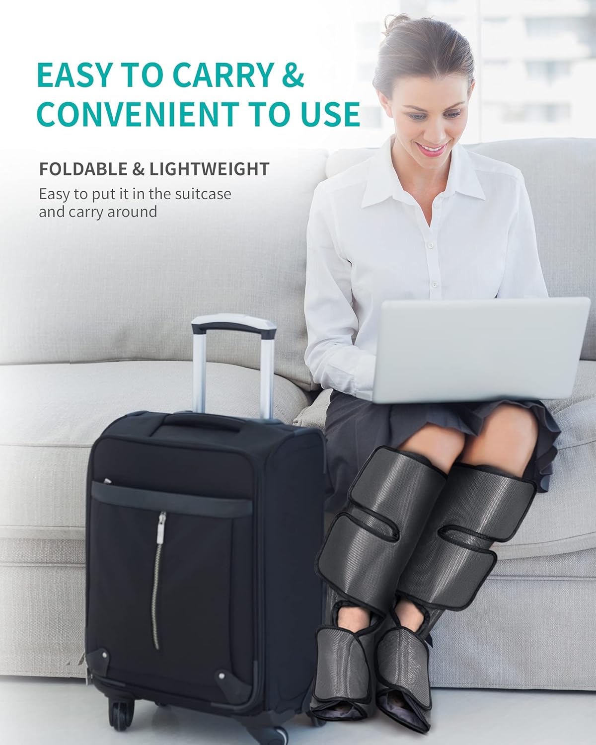 Leg Massager with Air Compression, Foot and Calf Massage Machine with Hand-held Controller 2 Modes 3 Intensities, Adjustable Leg Wraps N339