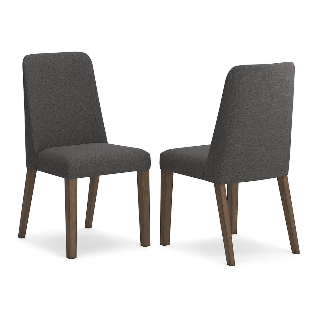 Upholstered Side Chair with Foam Cushion, Set of 2, Dark Gray & Brown P27181