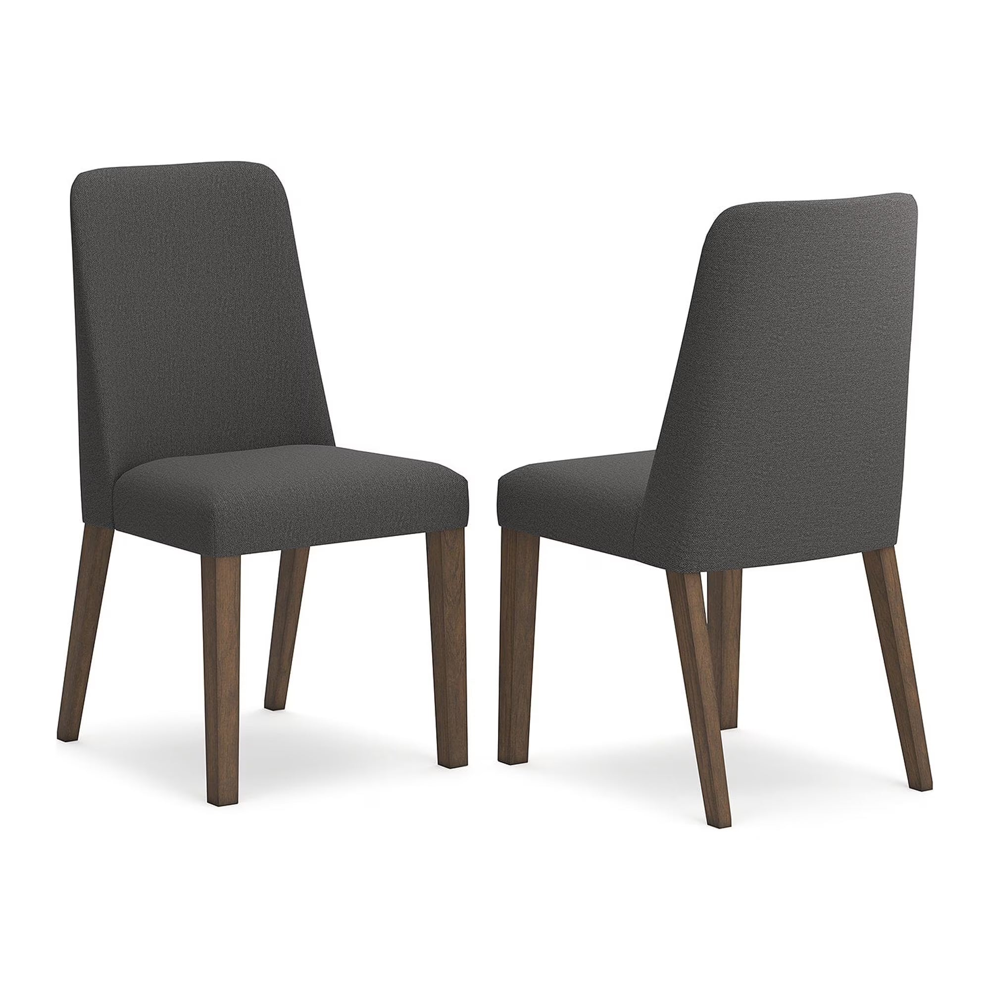 Upholstered Side Chair with Foam Cushion, Set of 2, Dark Gray & Brown P27181