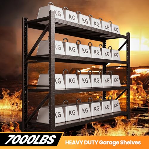 79" W Heavy Duty Metal Storage Shelves, 4 Tier, Black U9007