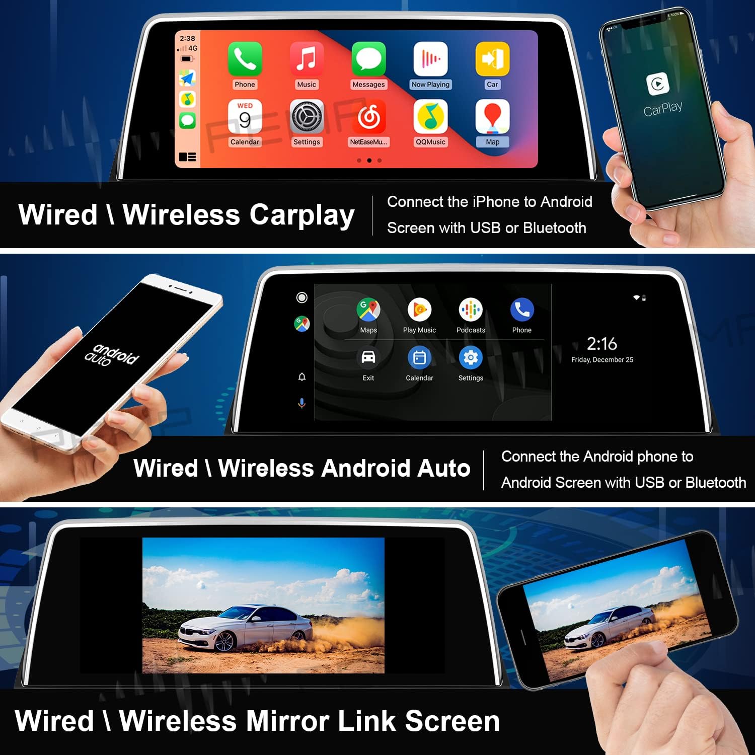 Blue Anti-Glare 10.25 Vertical Screen Android Display M572