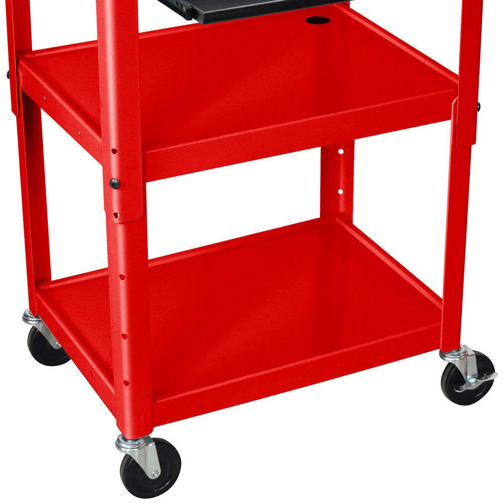 Red Adjustable Height Cart with Leaf/Keyboard N746