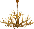 Brown Resin Faux Antler Chandelier 18 Arms 9 Lights Q29731