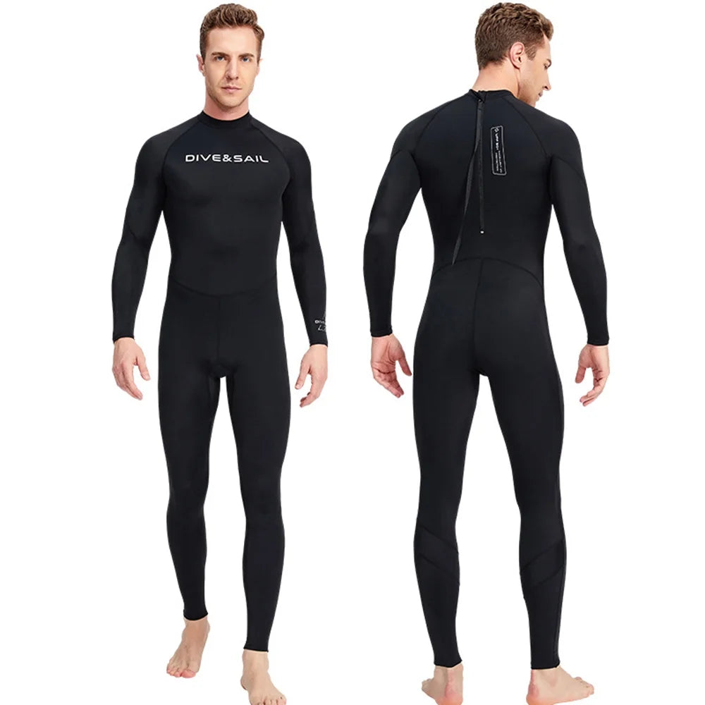 Men One Piece Swimsuit with Back Zipper Quick Dry Long Sleeve Surf Suit Y1172