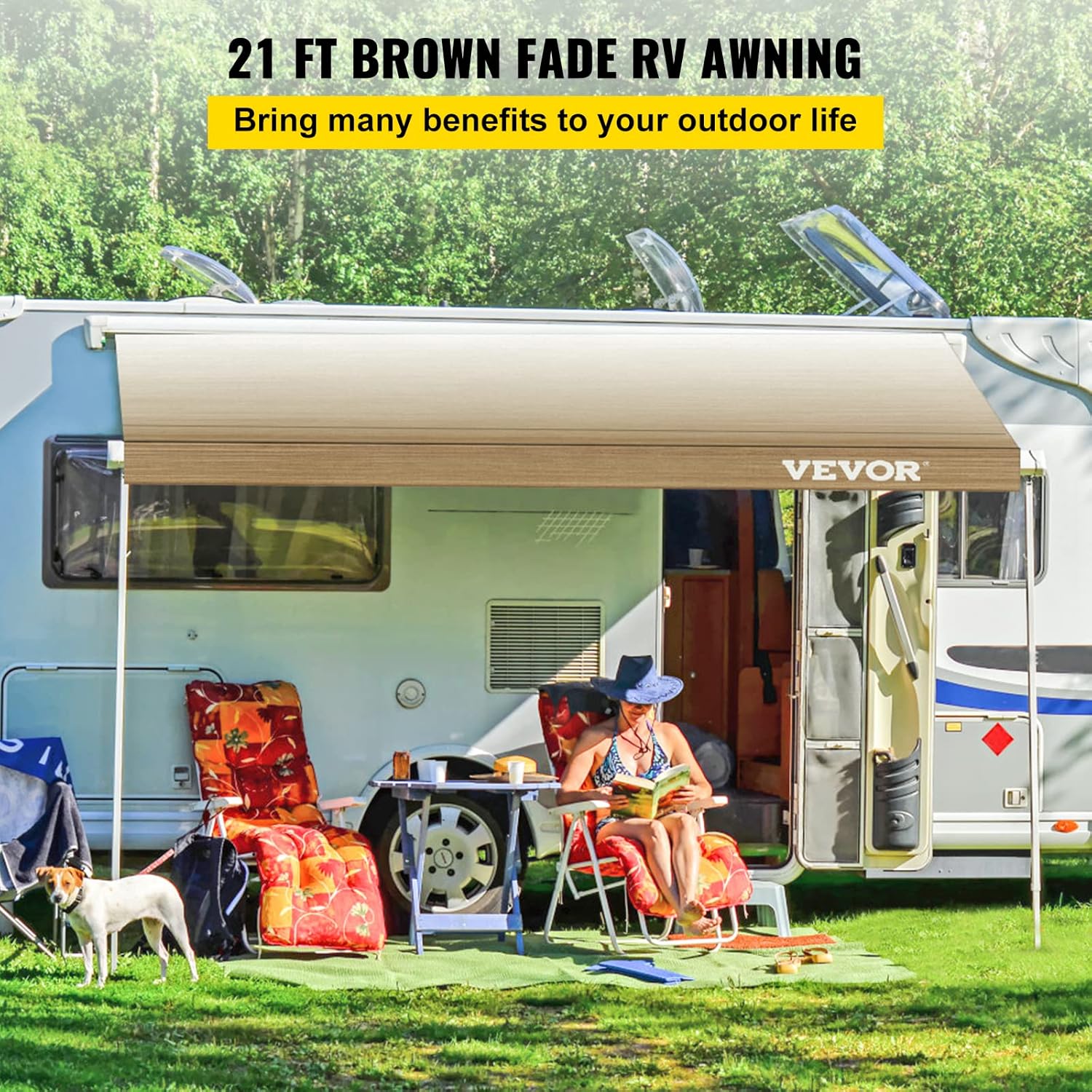 Brown Fade 21 FT Vinyl RV Awning Replacement Fabric U9033