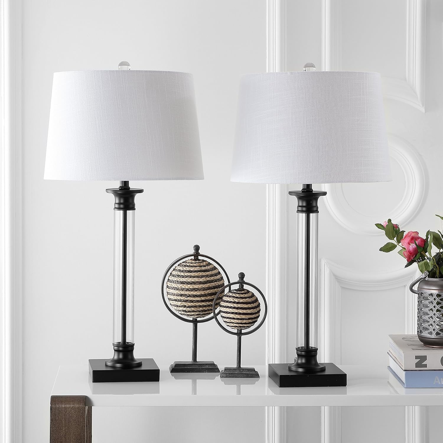 Black/Clear Glass and Metal LED Table Lamp Set of 2 M67511